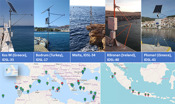 Figure 4: TOP - installations in the Euro-Med area in 2019; BOTTOM - location of all the network ‘devices